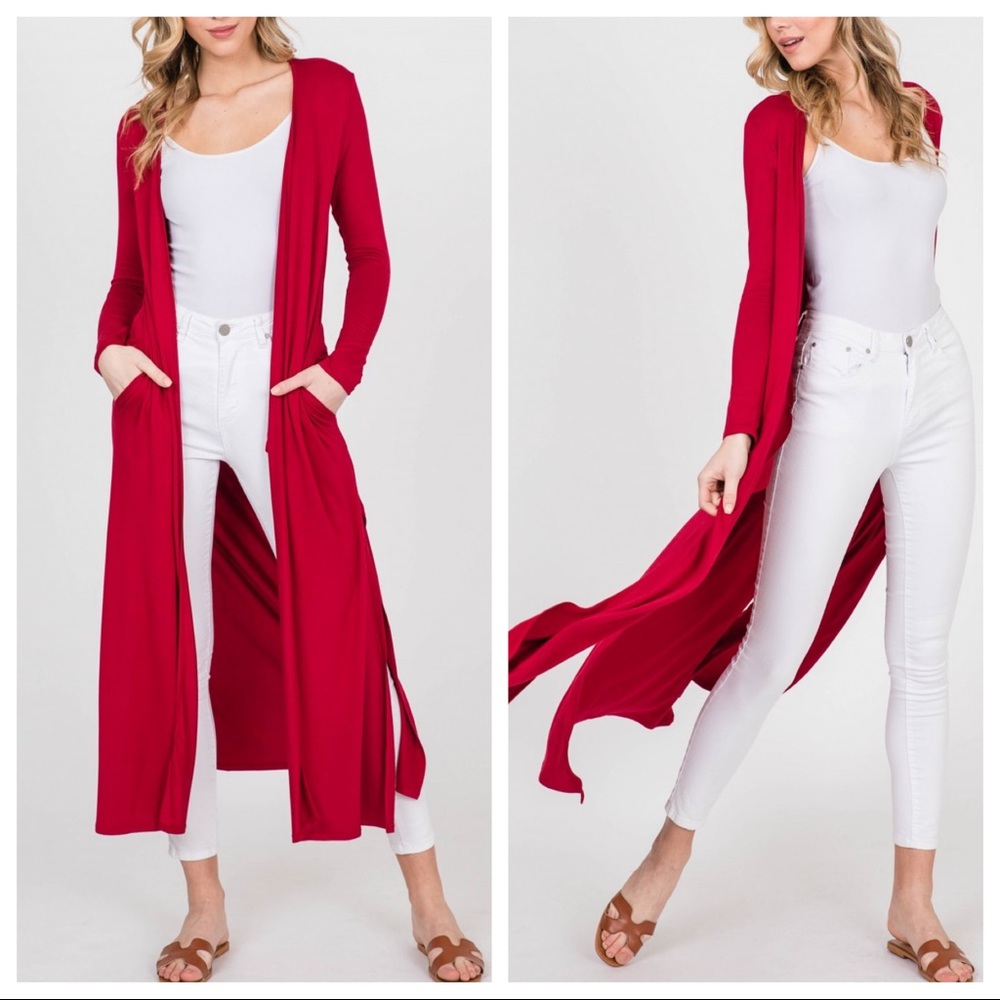 Beautiful Burgundy side pocket long duster - Picture 2 of 8